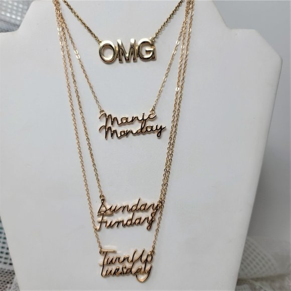 4 Gold tone Necklaces Day of the Week Style - Picture 9 of 9